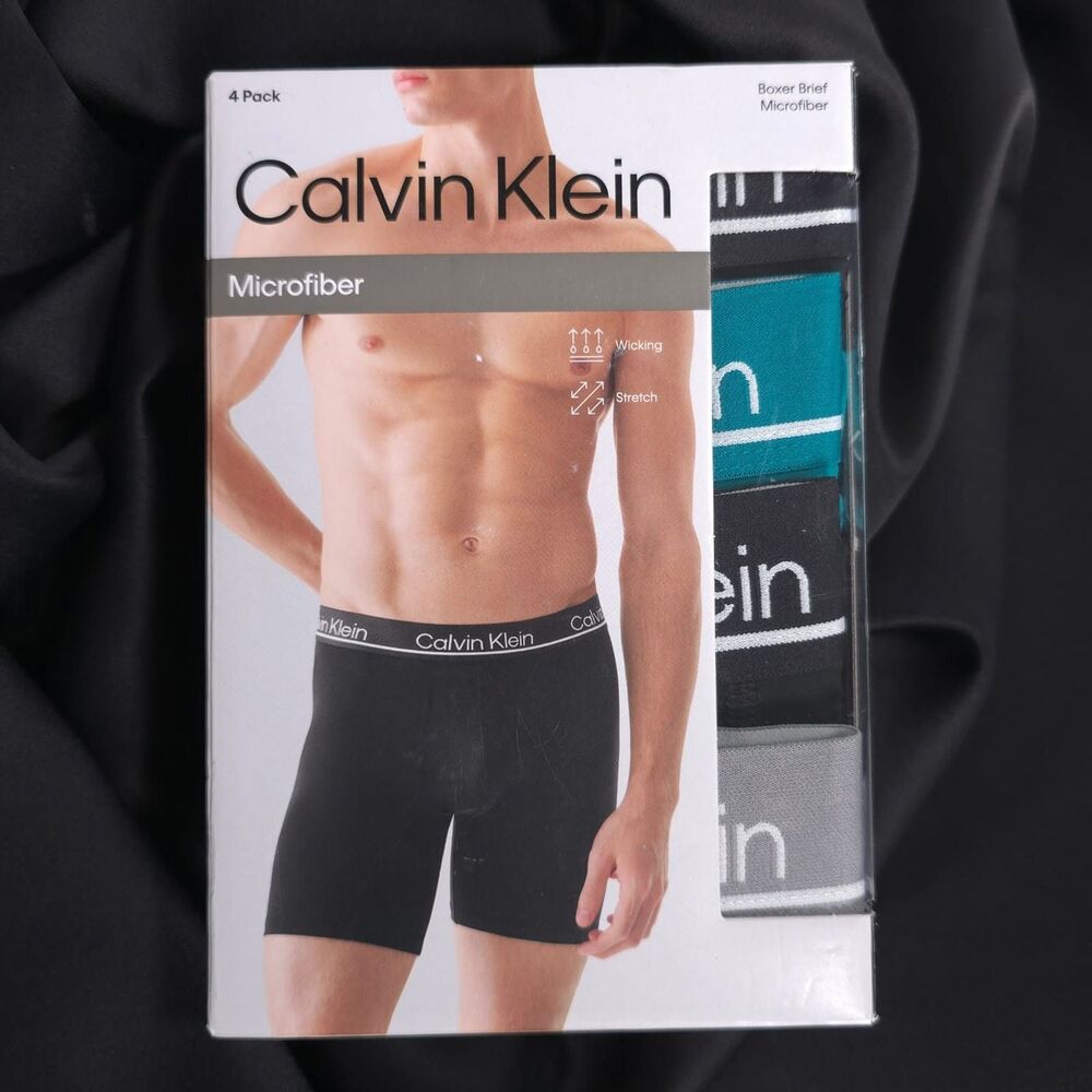 CALVIN KLEIN‎ New Men 4 Pack Boxer Brief Microfiber Wicking Stretch XL Underwear